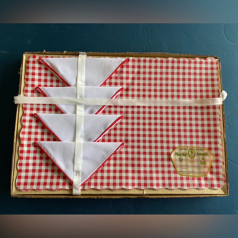 Vintage vinyl placemat and cloth napkin set Brand New in box